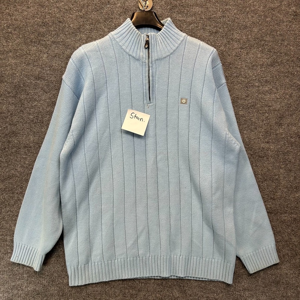 Vintage Southpole Knit 1/4 Zip Sweater Men's Blue Ribbed Pullover Y2K Size XL